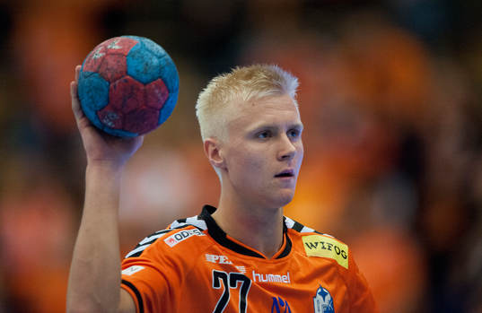 Kristianstads Johan Nilsson i matchen i EHF-cupen i
