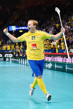 Sveriges Patrik Malmström jublar