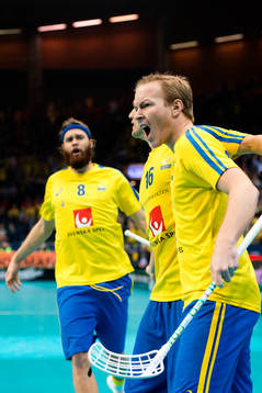 Sveriges Patrik Malmström jublar