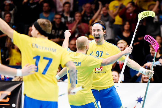 Sveriges spelare jublar