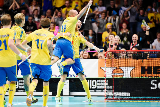 Sveriges spelare jublar