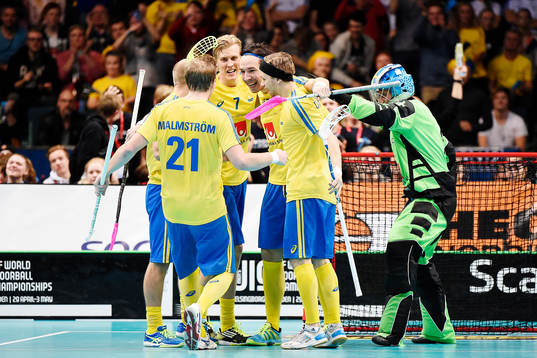 Sveriges spelare jublar