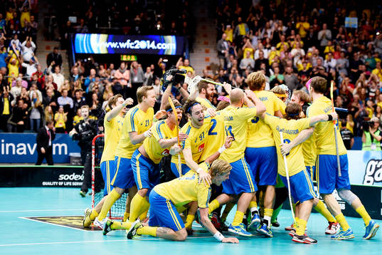 Sveriges spelare jublar