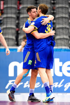 Sveriges Kim Andersson och Jesper Nielsen jublar