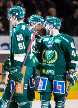Färjestads Daniel Gunnarsson, Per Åslund och Milan Gulas