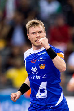 Islands Gudjon Valur Sigurdsson jublar