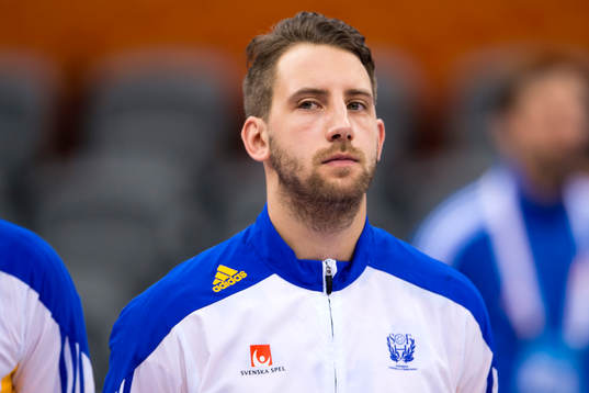 Sveriges Patrik Fahlgren innan handbollsmatchen i VM mellan