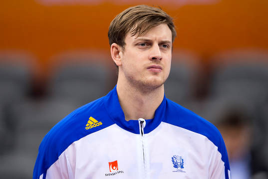 Sveriges Niclas Barud innan handbollsmatchen i VM mellan
