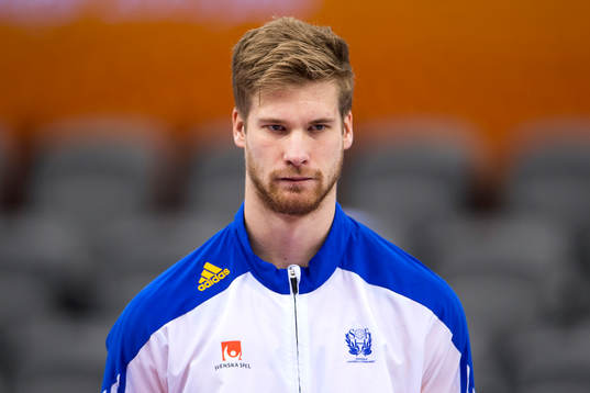 Sveriges Viktor Östlund innan handbollsmatchen i VM mellan