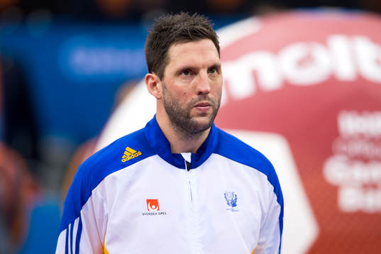 Sveriges Tobias Karlsson innan handbollsmatchen i VM mellan