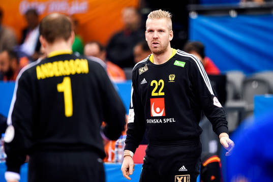 Sveriges målvakt Mattias Andersson och målvakt Johan