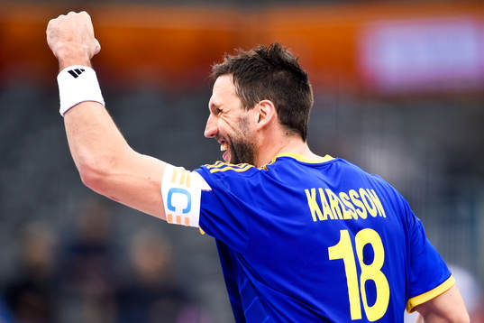 Sveriges Tobias Karlsson jublar