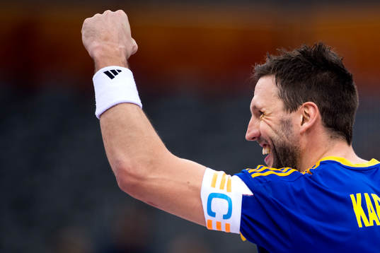 Sveriges Tobias Karlsson jublar