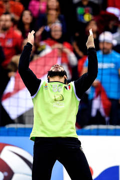 Egyptens målvakt Karim Handawy jublar