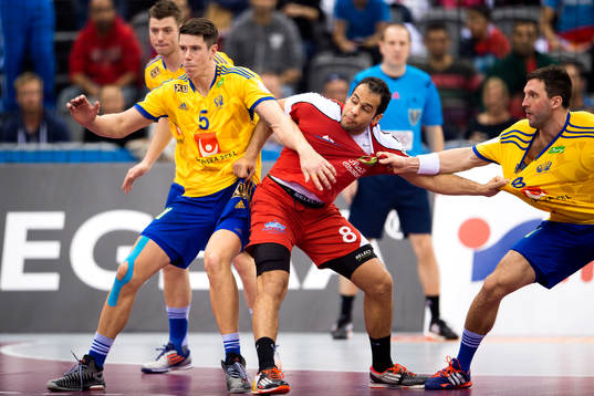 Sveriges Kim Andersson (v) och Tobias Karlsson (h)