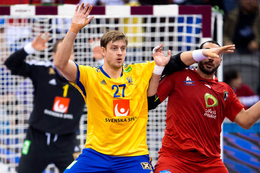 Sveriges Niclas Barud förstarar mot Egyptens Ahmed