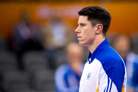 Sveriges Kim Andersson innan en handbollsmatch i VM mellan