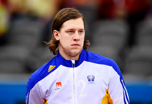 Sveriges Mattias Zachrisson innan en handbollsmatch i VM