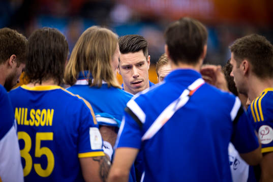 Sveriges Kim Andersson i en timeout