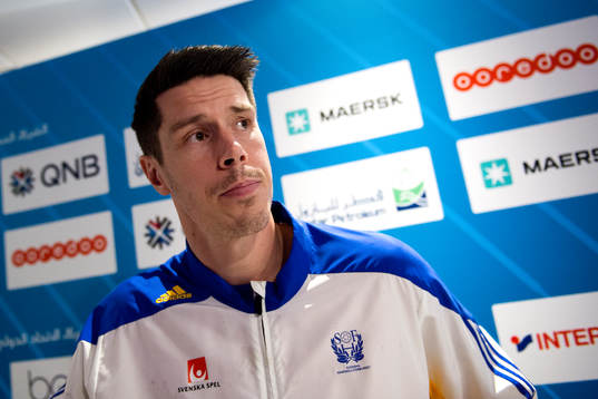 Sveriges Kim Andersson blir intervjuad