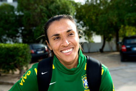 Brasiliens Marta Vieira da Silva blir intervjuad