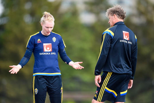 målvakt Hedvig Lindahl och Målvaktstränare Mikael Olsson