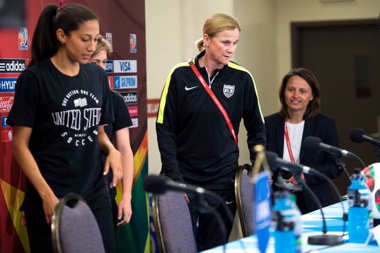 s Christen Press och förbundskapten Jill Ellis