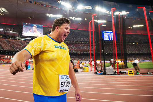 Sveriges Daniel Ståhl jublar i finalen på diskus