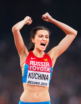 Rysslands Maria Kuchina jublar i finalen på höjdhopp