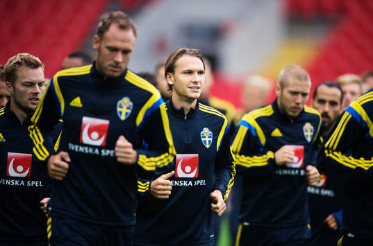 Albin Ekdal på Sveriges fotbollslandslag träning