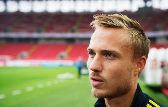 Pierre Bengtsson på Sveriges fotbollslandslag träning