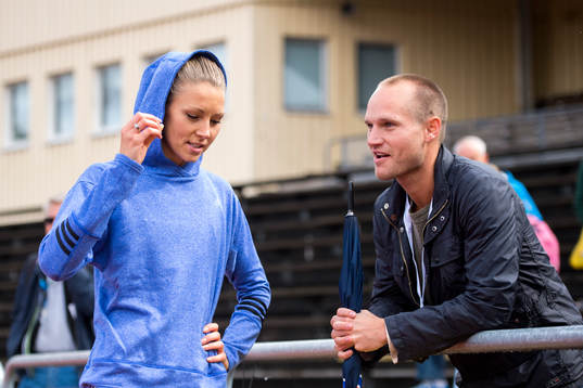 Ebba Jungmark, Mölndals AIK, med sin tränare Emil Predan