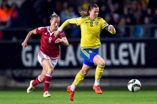 Danmarks Theresa Nielsen och Sveriges Lotta Schelin