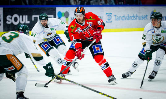 Örebros Justin Hodgman mot Färjestads Rickard Wallin,