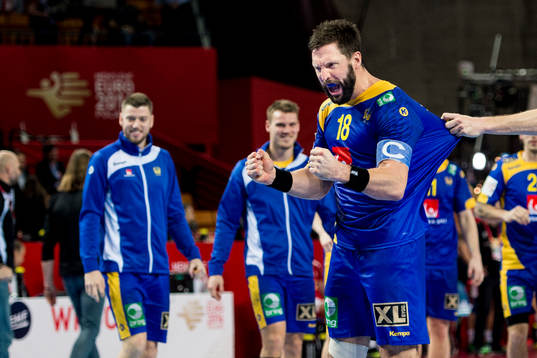 Sveriges Tobias Karlsson jublar