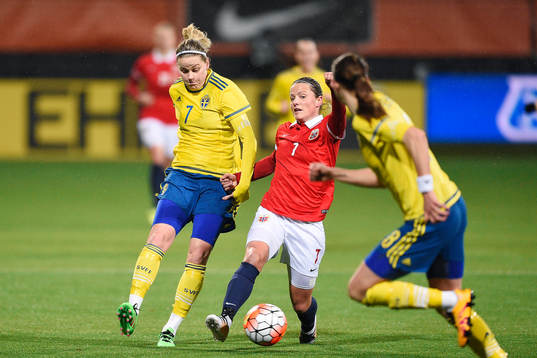 Sveriges Lisa Dahlkvist och Norges Trine Rønning