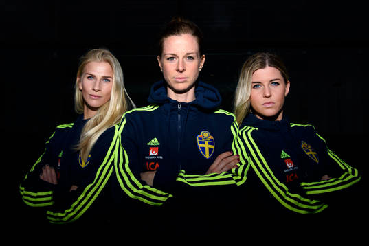 Sveriges Sofia Jakobsson, Lotta Schelin och Olivia Schough