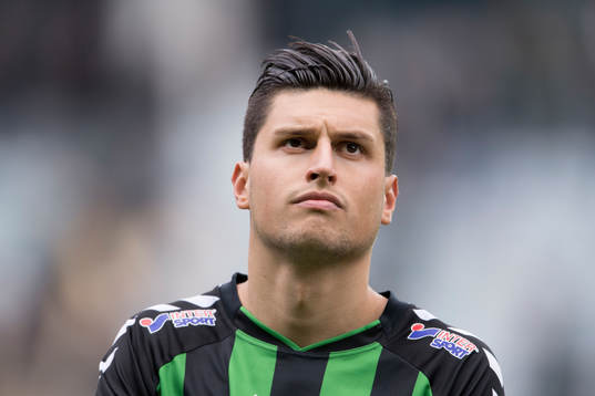 GAIS Luka Mijaljevic vid lineup innan fotbollsmatchen i