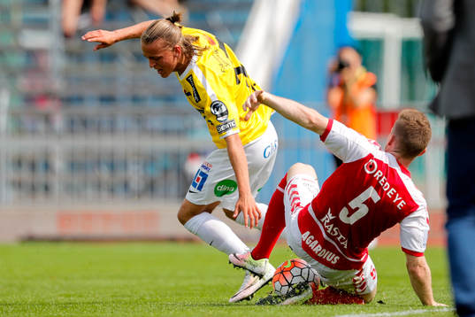 Falkenbergs Jesper Karlsson och Kalmars Victor Agardius