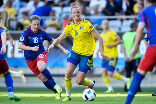 Moldaviens Ludmila Andone och Sveriges Fridolina Rolfö