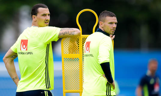Sveriges Zlatan Ibrahimovic och Marcus Berg