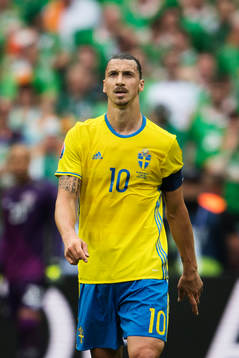 Sveriges Zlatan Ibrahimovic i fotbollsmatchen mellan Irland