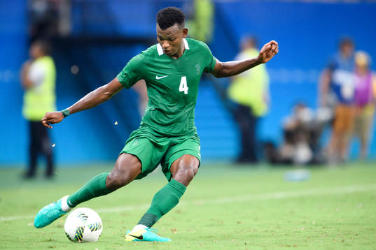 Nigerias Abdullahi Shehu i fotbollsmatchen mellan Nigeria
