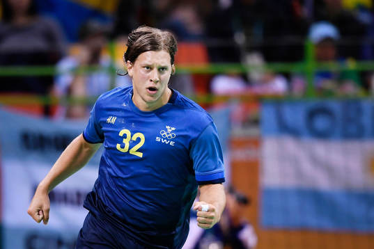 Sveriges Mattias Zachrisson jublar i handbollsmatchen