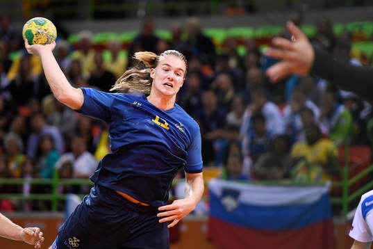 Sveriges Lukas Nilsson i handbollsmatchen mellan Slovenien