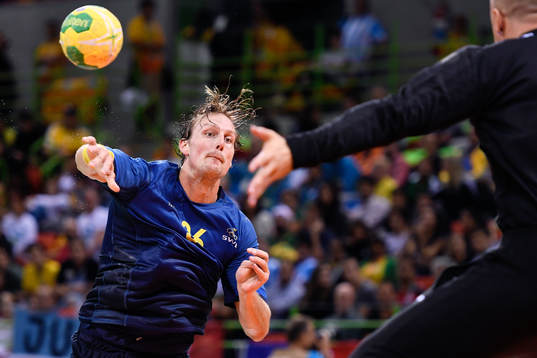 Sveriges Jesper Nielsen i handbollsmatchen mellan Slovenien