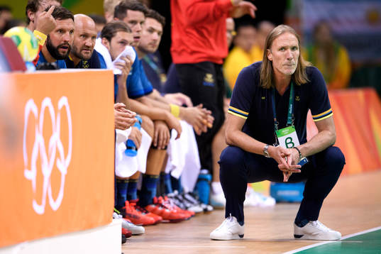 Sveriges förbundskapten Staffan Olsson i handbollsmatchen