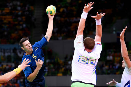 Sveriges Kim Andersson i handbollsmatchen mellan Slovenien