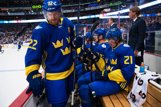 Sveriges Daniel Sedin, Henrik Sedin och Loui Eriksson