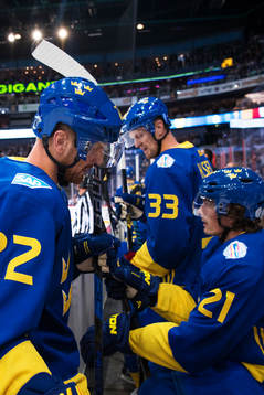 Sveriges Daniel Sedin, Henrik Sedin och Loui Eriksson